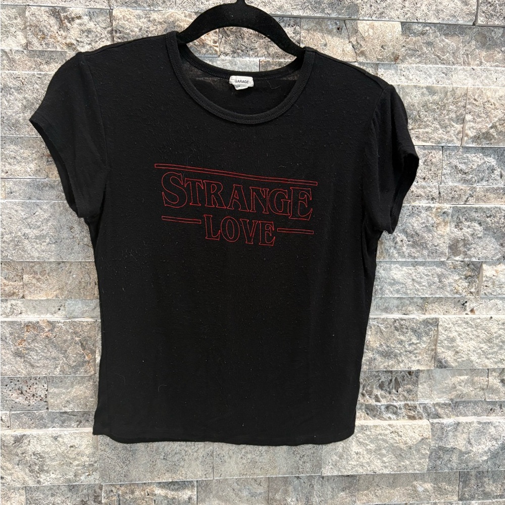 Garage Black Tee with Red Graphic Xs